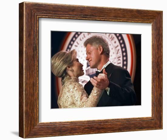 President Clinton Dances with His Wife Hillary at the Veterans Ball Monday-null-Framed Photographic Print