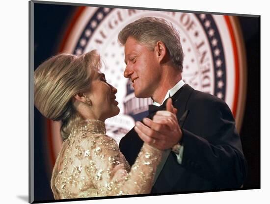 President Clinton Dances with His Wife Hillary at the Veterans Ball Monday-null-Mounted Photographic Print