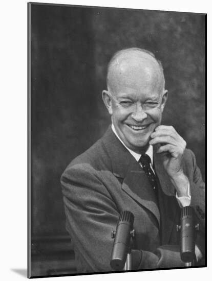 President Dwight D. Eisenhower at Press Conference-null-Mounted Photographic Print