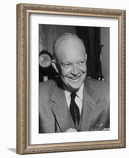 President Dwight D. Eisenhower Close-Up-Ed Clark-Framed Photographic Print