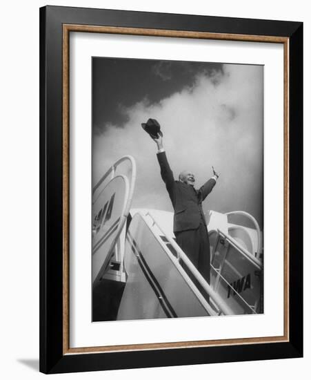 President Dwight D. Eisenhower, During Arrival For Summit Conference-Ed Clark-Framed Photographic Print