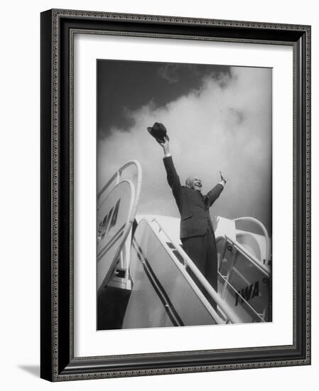 President Dwight D. Eisenhower, During Arrival For Summit Conference-Ed Clark-Framed Photographic Print