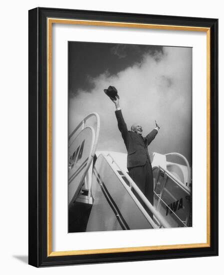 President Dwight D. Eisenhower, During Arrival For Summit Conference-Ed Clark-Framed Photographic Print