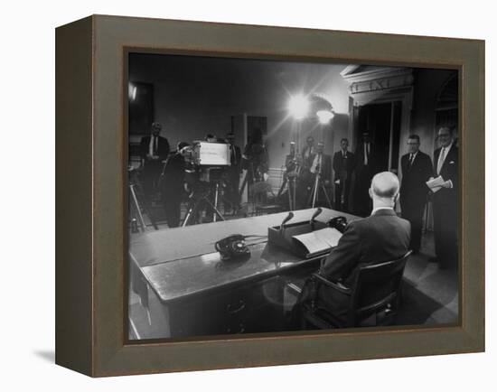 President Dwight D. Eisenhower Presenting His Farewell Address to the Nation-Ed Clark-Framed Premier Image Canvas