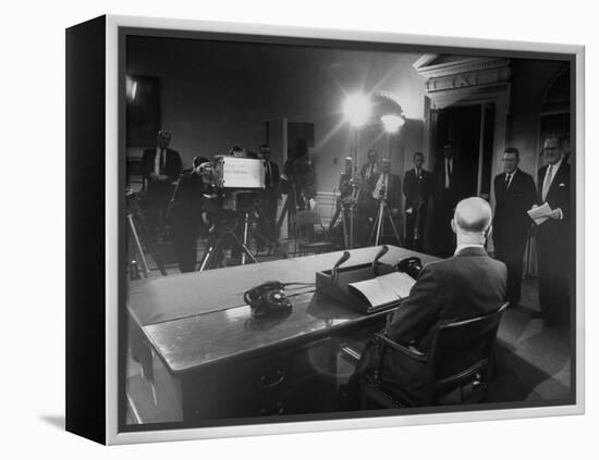 President Dwight D. Eisenhower Presenting His Farewell Address to the Nation-Ed Clark-Framed Premier Image Canvas