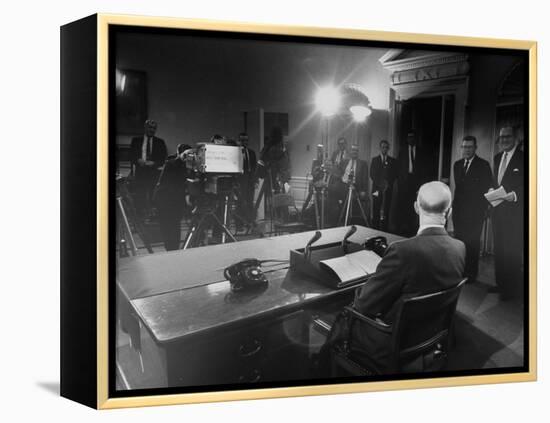 President Dwight D. Eisenhower Presenting His Farewell Address to the Nation-Ed Clark-Framed Premier Image Canvas