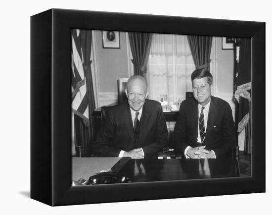 President Dwight Eisenhower Meets with President-Elect John Kennedy-null-Framed Stretched Canvas