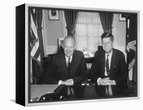 President Dwight Eisenhower Meets with President-Elect John Kennedy-null-Framed Stretched Canvas