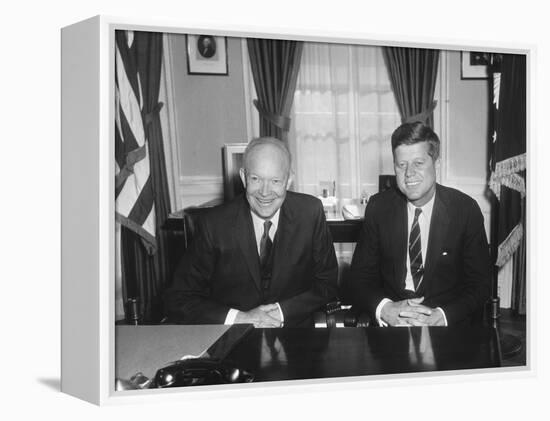 President Dwight Eisenhower Meets with President-Elect John Kennedy-null-Framed Stretched Canvas