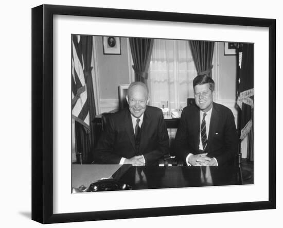 President Dwight Eisenhower Meets with President-Elect John Kennedy-null-Framed Photo