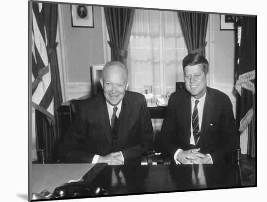 President Dwight Eisenhower Meets with President-Elect John Kennedy-null-Mounted Photo