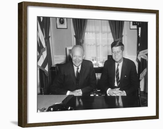 President Dwight Eisenhower Meets with President-Elect John Kennedy-null-Framed Photo