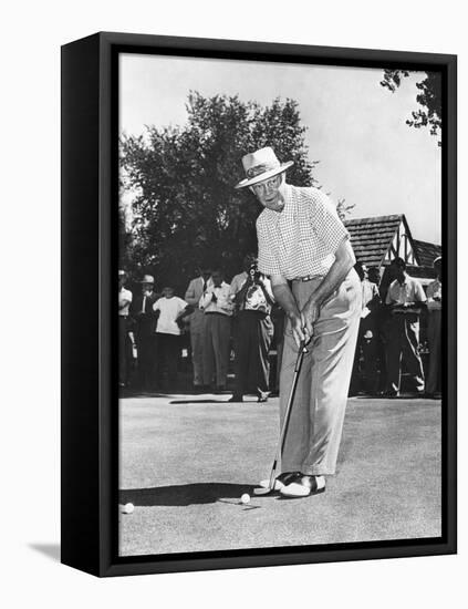 President Dwight Eisenhower on a Golf Course Putting Green-null-Framed Stretched Canvas