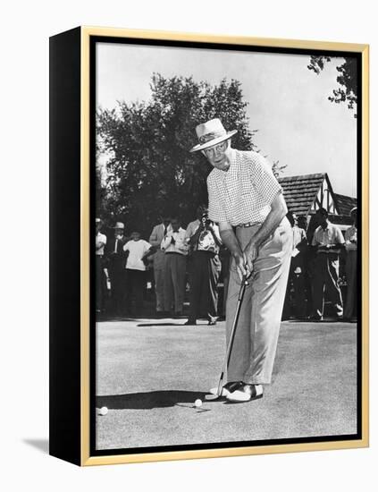 President Dwight Eisenhower on a Golf Course Putting Green-null-Framed Stretched Canvas