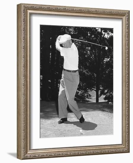 President Dwight Eisenhower Playing Golf at Quantico Virginia-null-Framed Photo