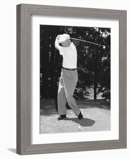 President Dwight Eisenhower Playing Golf at Quantico Virginia-null-Framed Photo