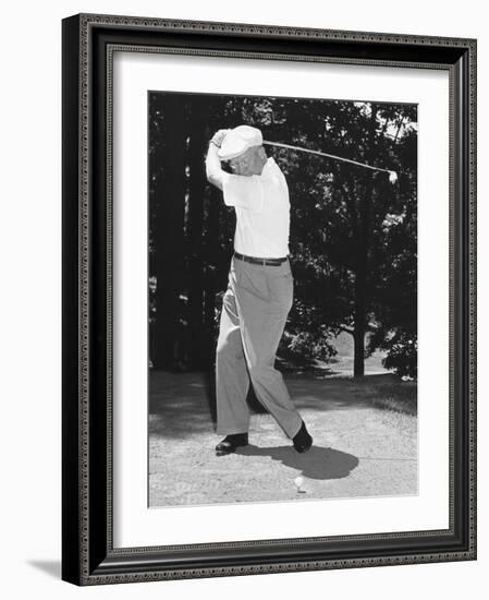 President Dwight Eisenhower Playing Golf at Quantico Virginia-null-Framed Photo