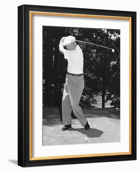 President Dwight Eisenhower Playing Golf at Quantico Virginia-null-Framed Photo