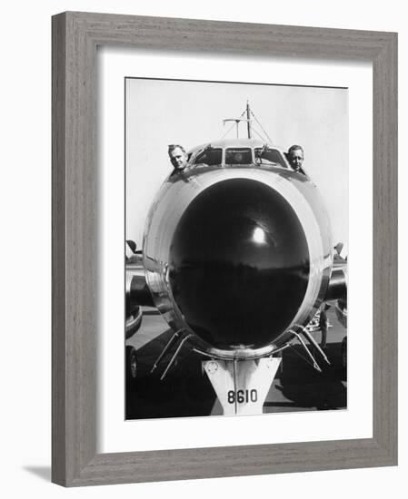 President Dwight Eisenhower's Plane, Columbine, with Pilots Lt. Col. William Drape and Mjr. Thomas-Hank Walker-Framed Photographic Print