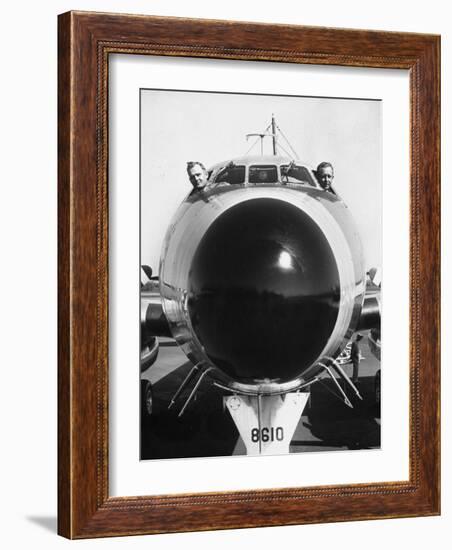 President Dwight Eisenhower's Plane, Columbine, with Pilots Lt. Col. William Drape and Mjr. Thomas-Hank Walker-Framed Photographic Print