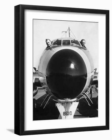 President Dwight Eisenhower's Plane, Columbine, with Pilots Lt. Col. William Drape and Mjr. Thomas-Hank Walker-Framed Photographic Print