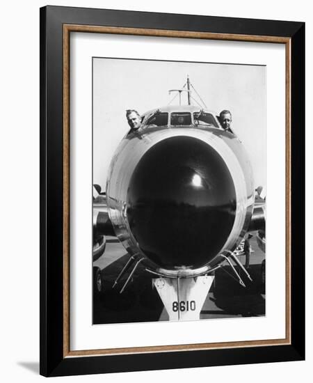 President Dwight Eisenhower's Plane, Columbine, with Pilots Lt. Col. William Drape and Mjr. Thomas-Hank Walker-Framed Photographic Print