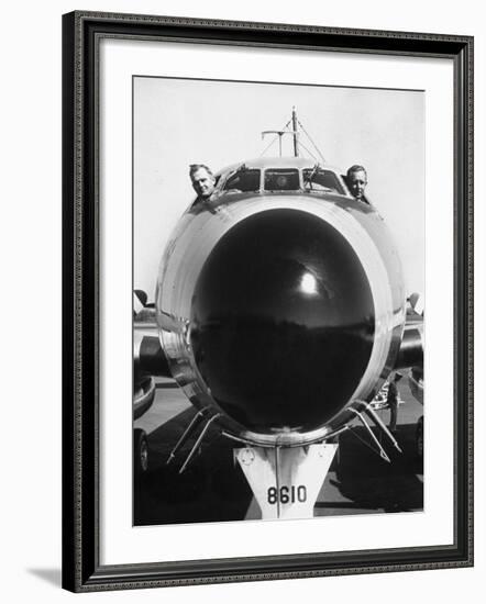 President Dwight Eisenhower's Plane, Columbine, with Pilots Lt. Col. William Drape and Mjr. Thomas-Hank Walker-Framed Photographic Print