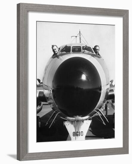 President Dwight Eisenhower's Plane, Columbine, with Pilots Lt. Col. William Drape and Mjr. Thomas-Hank Walker-Framed Photographic Print