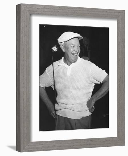 President Dwight Eisenhower Smiling While Golfing, Ca. 1954-null-Framed Photo