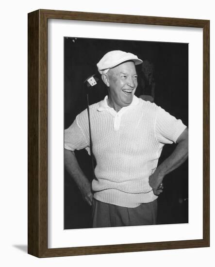 President Dwight Eisenhower Smiling While Golfing, Ca. 1954-null-Framed Photo