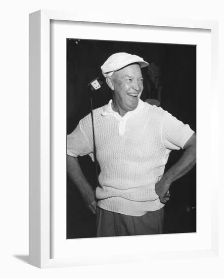President Dwight Eisenhower Smiling While Golfing, Ca. 1954-null-Framed Photo