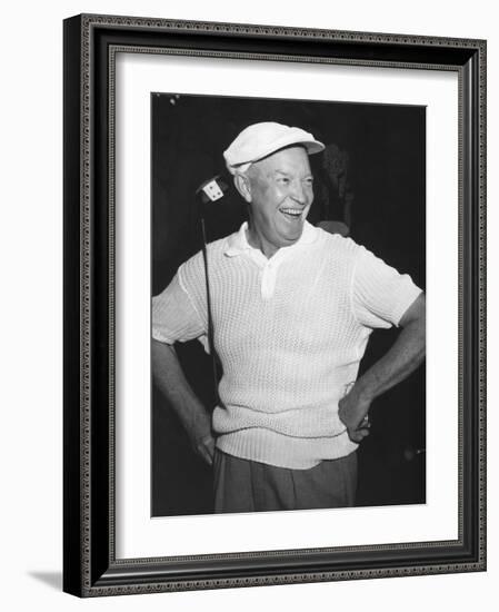 President Dwight Eisenhower Smiling While Golfing, Ca. 1954-null-Framed Photo