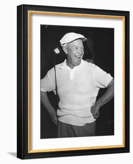 President Dwight Eisenhower Smiling While Golfing, Ca. 1954-null-Framed Photo