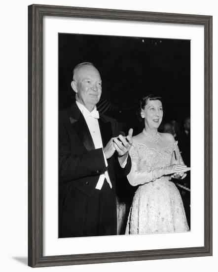 President Eisenhower and First Lady Mamie at an Inaugural Ball-null-Framed Photo