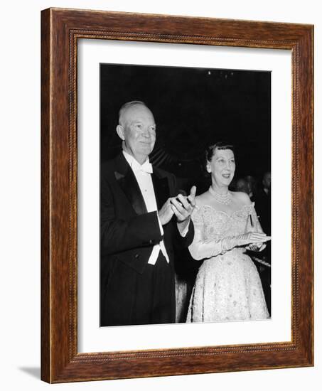 President Eisenhower and First Lady Mamie at an Inaugural Ball-null-Framed Photo
