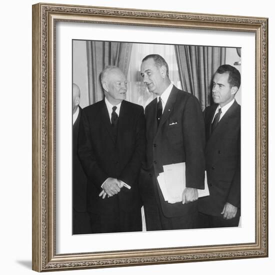 President Eisenhower and Future Presidents Lyndon Johnson and Richard Nixon-null-Framed Premium Photographic Print