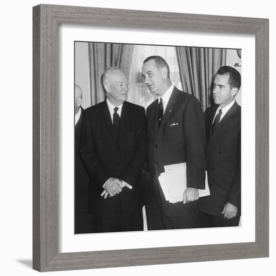 President Eisenhower and Future Presidents Lyndon Johnson and Richard Nixon-null-Framed Premium Photographic Print