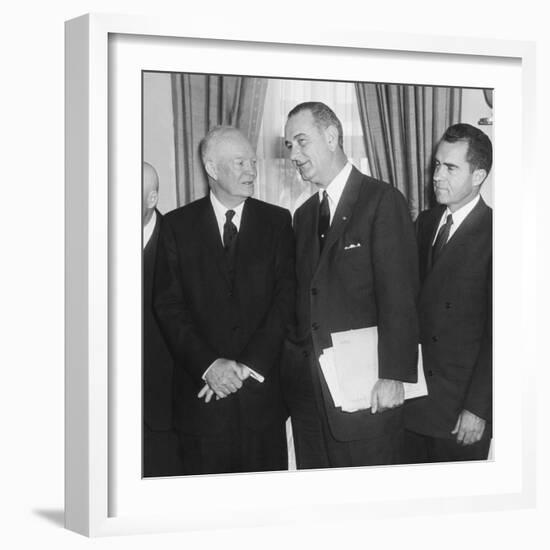 President Eisenhower and Future Presidents Lyndon Johnson and Richard Nixon-null-Framed Premium Photographic Print