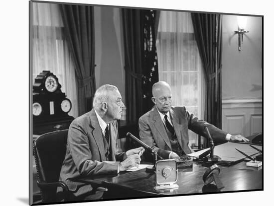 President Eisenhower Introduced Sec. of State John Foster Dulles, Who Discussed the Suez Crisis-null-Mounted Photo