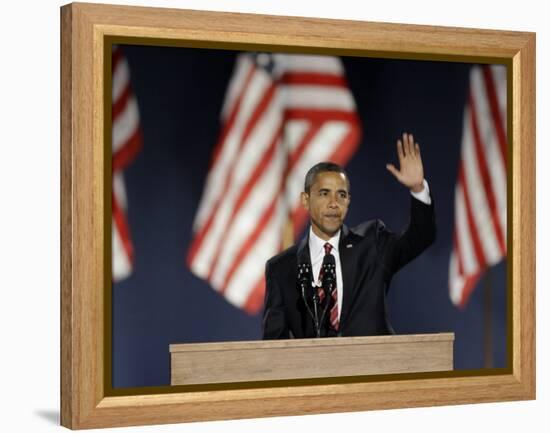 President-Elect Barack Obama Acceptance Speech, Grant Park, Chicago, Illinois, Nov 4, 2008-null-Framed Premier Image Canvas