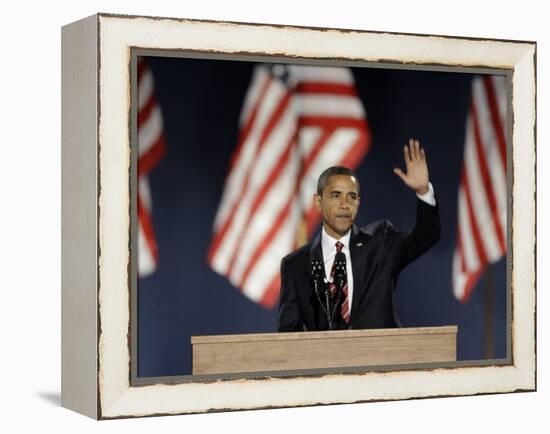 President-Elect Barack Obama Acceptance Speech, Grant Park, Chicago, Illinois, Nov 4, 2008-null-Framed Premier Image Canvas