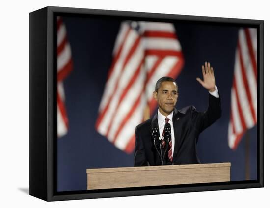 President-Elect Barack Obama Acceptance Speech, Grant Park, Chicago, Illinois, Nov 4, 2008-null-Framed Premier Image Canvas