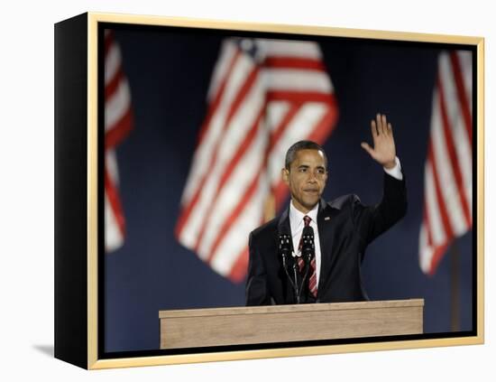 President-Elect Barack Obama Acceptance Speech, Grant Park, Chicago, Illinois, Nov 4, 2008-null-Framed Premier Image Canvas