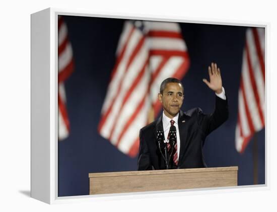 President-Elect Barack Obama Acceptance Speech, Grant Park, Chicago, Illinois, Nov 4, 2008-null-Framed Premier Image Canvas