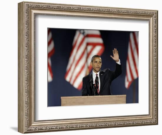 President-Elect Barack Obama Acceptance Speech, Grant Park, Chicago, Illinois, Nov 4, 2008-null-Framed Photographic Print