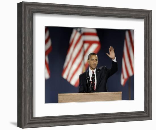 President-Elect Barack Obama Acceptance Speech, Grant Park, Chicago, Illinois, Nov 4, 2008-null-Framed Photographic Print