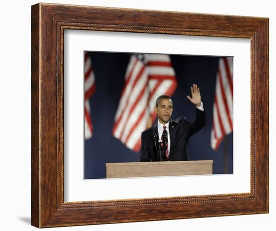 President-Elect Barack Obama Acceptance Speech, Grant Park, Chicago, Illinois, Nov 4, 2008-null-Framed Photographic Print