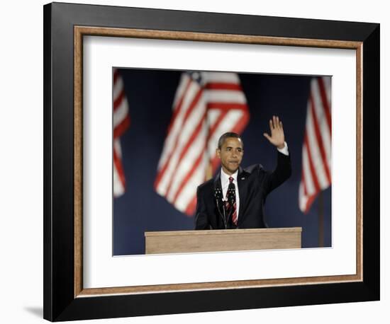 President-Elect Barack Obama Acceptance Speech, Grant Park, Chicago, Illinois, Nov 4, 2008-null-Framed Photographic Print