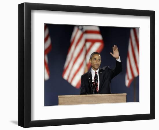 President-Elect Barack Obama Acceptance Speech, Grant Park, Chicago, Illinois, Nov 4, 2008-null-Framed Photographic Print