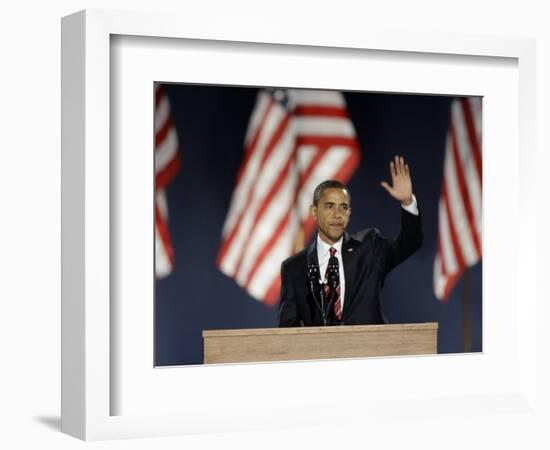 President-Elect Barack Obama Acceptance Speech, Grant Park, Chicago, Illinois, Nov 4, 2008-null-Framed Photographic Print